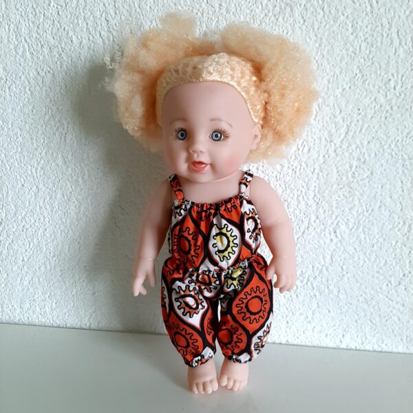 30CM Blond soft kinky hair Light color eyes Jumpsuit